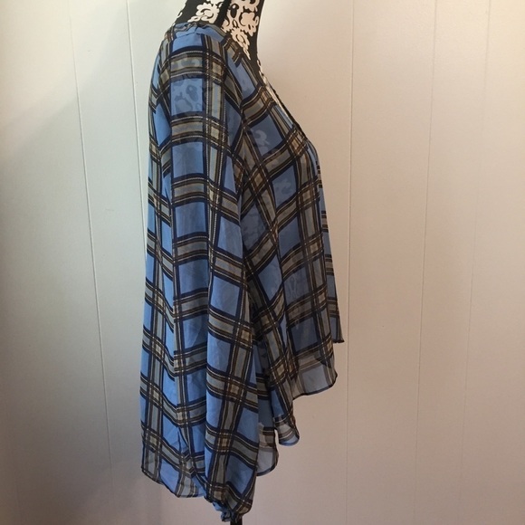 Show Me Your MuMu Sheer Window Pane Plaid Long Sleeve Top - Picture 7 of 8